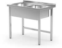 Spoeltafel - gelast - 2 Spoelbakken - Diepte: 600 Mm. - HENDI - Kitchen Line - 1000x600x(H)850mm - 815007