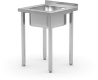 HENDI 816752 Spoeltafel, met bouten, , Kitchen Line, Spoelbak in het midden, 600x600x(H)850mm