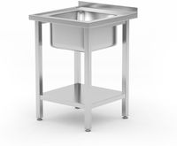 HENDI 816806 Spoeltafel met legplank, met bouten, , Kitchen Line, 600x600x(H)850mm