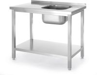 HENDI 817018 Spoeltafel met legplank, met bouten, , Kitchen Line, 1000x600x(H)850mm