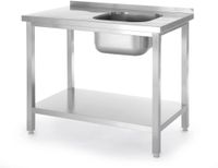 HENDI 817025 Spoeltafel met legplank, met bouten, , Kitchen Line, 1000x600x(H)850mm