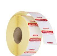 HENDI 850497 Voedselveiligheid dagstickers, herbruikbaar, , Woensdag, Rood, 1000 st., 25x25mm