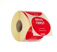 HENDI 850671 Voedselveiligheidsstickers, multifunctioneel, eenvoudig verwijderbaar, “EERST GEBRUIKEN”, , Rood, 500 st., ⌀50mm