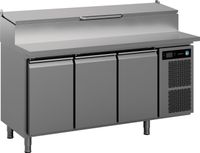 Hoshizaki PREMIER K 3 PT DL DL DR L E Gekoelde werkbank met 3 secties en pizza prep werkblad
