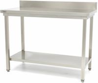 Maxima Werktafel RVS - 140 X 60 cm - Verstelbare Hoogte - met Spatrand en Onderschap - 09300986