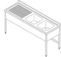 Maxima Spoeltafel - 150 X 70 cm - 2 Wasbakken - incl. Spatrand - 09394085