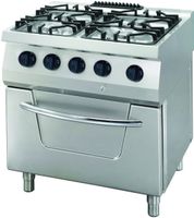 09396105 Heavy Duty Fornuis - 4 Pitten - Dubbel - 70 cm Diep - 30 kW - Gas incl. Elektrische Oven