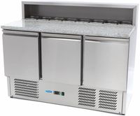 Maxima Pizzawerkbank - 137 cm - 3 Deuren - 8 X 1/6 GN - incl. RVS Afdekking - 09400205