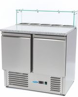 Maxima Pizzawerkbank - 90 cm - 2 Deuren - 5 X 1/6 GN - incl. Glazen Afdekking - 09400207