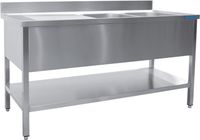 SARO Spoeltafel met Twee Wasbakken Rechts 600 mm Diepte 1400 Mm - 600-2540R