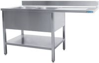 SARO Spoeltafel met Twee Wasbakken Links 600 mm Diepte 1600 Mm - 600-2610L