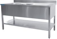 SARO Spoeltafel met Twee Wasbakken Links 700 mm Diepte 2000 Mm - 700-2555L