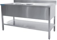 SARO Spoeltafel met Twee Wasbakken Links 700 mm Diepte 2000 Mm - 700-2555L