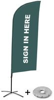 Syna Beach Flag Alu Wind Complete Set hier Melden Grijs Engels Kruisvoet - BFAW310-CB30-WB-I111