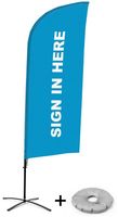 Syna Beach Flag Alu Wind Complete Set hier Melden Blauw Engels Kruisvoet - BFAW310-CB30-WB-I114