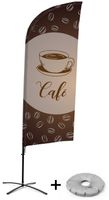 Syna Beach Flag Alu Wind Complete Set Koffie Frans Kruisvoet - BFAW310-CB30-WB-I514