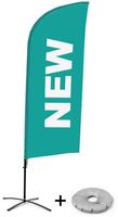 Syna Beach Flag Alu Wind Complete Set Nieuw Turquoise Engels Kruisvoet - BFAW310-CB30-WB-I80