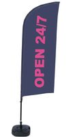 Syna Beach Flag Alu Wind Complete Set Open 24/7 Engels ECO Printmateriaal - BFAW310-WT21-I129ECO