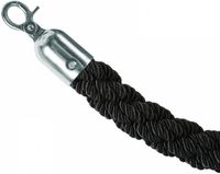 Syna Zwart Gedraaid Koord met Chromen Clips - BSRRPCHRBLACK