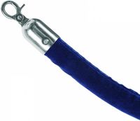 Syna Blauw Velours Koord met Chromen Clips - BSRRPCHRBLUE