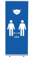 Syna Roll-Banner Budget 85 Complete Set Mondkapje en 1,5 Meter Afstand Blauw - RBB085LSFI619