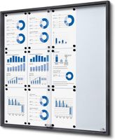 Syna Vergrendelbaar Notitiebord met Schuifdeuren Slim 12x A4 Antraciet - SCSLG12XA4C7016JS