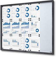 Syna Vergrendelbaar Notitiebord met Schuifdeuren Slim 15 X A4 Antraciet - SCSLG15XA4C7016JS