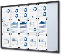 Syna Vergrendelbaar Notitiebord met Schuifdeuren Slim 18 X A4 Antraciet - SCSLG18XA4C7016JS