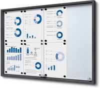 Syna Vergrendelbaar Notitiebord met Schuifdeuren Slim 8 X A4 Antraciet - SCSLG8XA4C7016JS