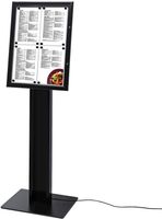 Syna Menustandaard LED Verlicht Zwart 4x A4 - SCZNPOLE4XA4C9005LED