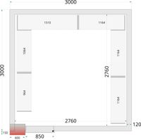 120 mm Vriescelpanelen met 850 mm Brede Deur - CR 300X300X220 WD