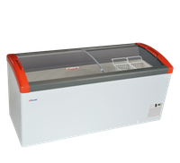 DIEPVRIESKOFFER met GEBOGEN GLAZEN GLIJDEKSELS - ELCOLD FOCUS 171 RED