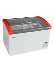 Elcold DIEPVRIESKOFFER met GEBOGEN GEBOGEN GLAZEN GLIJDEKSELS - FOCUS 106 RED