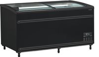 TEFCOLD Zwarte Supermarktkoeler/-Vriezer met Gebogen Glas voor Volledige Zichtbaarheid - SFI145B-CF VS