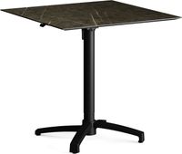 Feros 110101677 X Cross - In hoogte verstelbaar zwart tafelonderstel + Midnight Marble HPL Tafelblad 70x70 cm