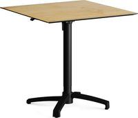 Feros 110101777 X Cross - In hoogte verstelbaar zwart tafelonderstel + Teak wood HPL Tafelblad 70x70 cm