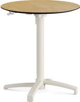 Feros 110151770 X Cross - In hoogte verstelbaar zand tafelonderstel + Teak wood HPL Tafelblad Ø70 cm