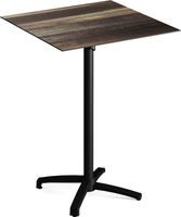 Feros 111031277 X Cross - Bartafel onderstel zwart + Tropical Wood HPL Tafelblad 70x70 cm