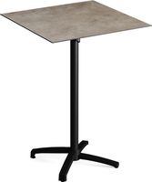 Feros 111031377 X Cross - Bartafel onderstel zwart + Moonstone HPL Tafelblad 70x70 cm