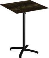 Feros 111031477 X Cross - Bartafel onderstel zwart + Riverwashed Wood HPL Tafelblad 70x70 cm