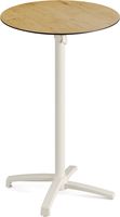 Feros 119091770 X Cross - Bartafel onderstel zand + Teak wood HPL Tafelblad Ø70 cm