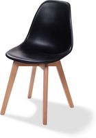 Essentials Keeve Stoel Zwart, Berkenhouten Frame en Kunststof Zitting, 47x53x83cm (LxBxH), 505F01SB