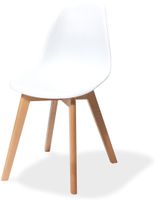 Essentials Keeve Stoel Wit , Berkenhouten Frame en Kunststof Zitting, 47x53x83cm (LxBxH), 505F01SW