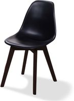 Essentials Keeve Stoel Zwart, Berkenhouten Frame en Kunststof Zitting, 47x53x83cm (LxBxH), 505FD01SB