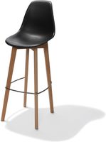 Essentials Keeve Barkruk Zwart, Berkenhouten Frame en Kunststof Zitting, 53x47x119cm (LxBxH), 506F01SB