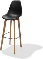 Essentials Keeve Barkruk Zwart, Berkenhouten Frame en Kunststof Zitting, 53x47x119cm (LxBxH), 506F01SB