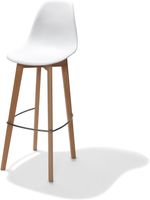 Essentials Keeve Barkruk Wit, Berkenhouten Frame en Kunststof Zitting, 53x47x119cm (LxBxH), 506F01SW