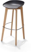 Essentials Keeve Barkruk Zwart Low, Berkenhouten Frame en Kunststof Zitting, 53x47x90cm (LxBxH), 506F03SB