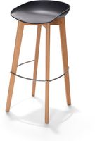 Essentials Keeve Barkruk Zwart Low, Berkenhouten Frame en Kunststof Zitting, 53x47x90cm (LxBxH), 506F03SB