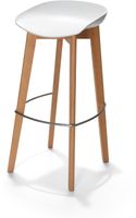 Essentials Keeve Barkruk Wit Low, Berkenhouten Frame en Kunststof Zitting, 53x47x90cm (LxBxH), 506F03SW